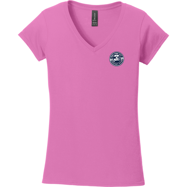 NYC Hockey Club Softstyle Ladies Fit V-Neck T-Shirt