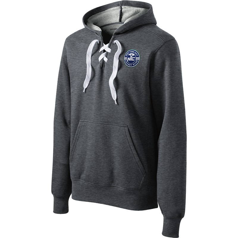 NYC Hockey Club Lace Up Pullover Hooded Sweatshirt